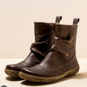 El Naturalista Women's Brown Leather Ankle Boho Boots Size EU 37 Or US 6.5